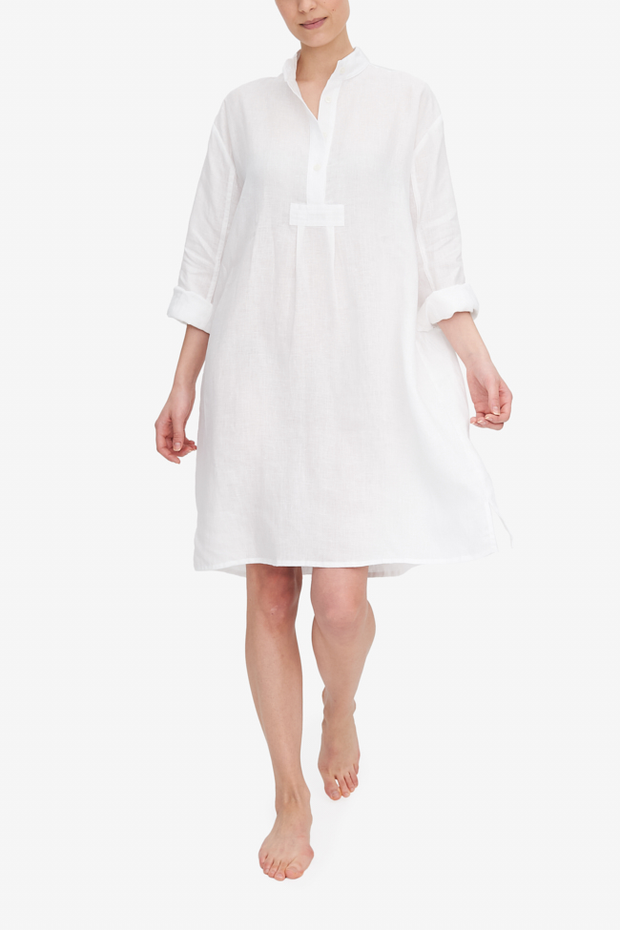 Long Sleep Shirt White Linen | The ...